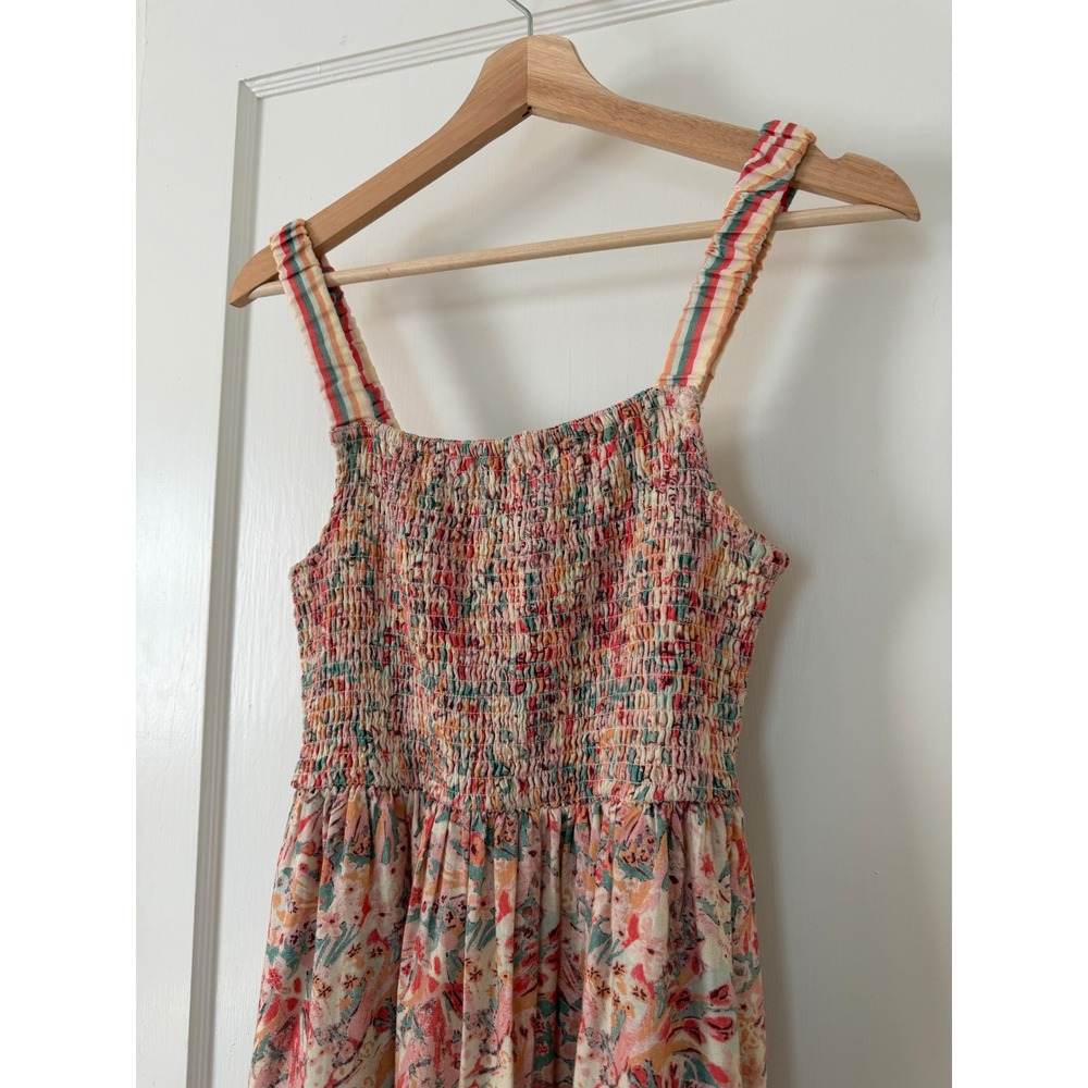Marine Layer Selene Maxi Dress M Superbloom Floral Tencel Linen Smocked Boho - Picture 5 of 12